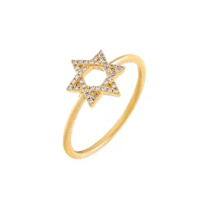 Diamond Star of David Ring 14K