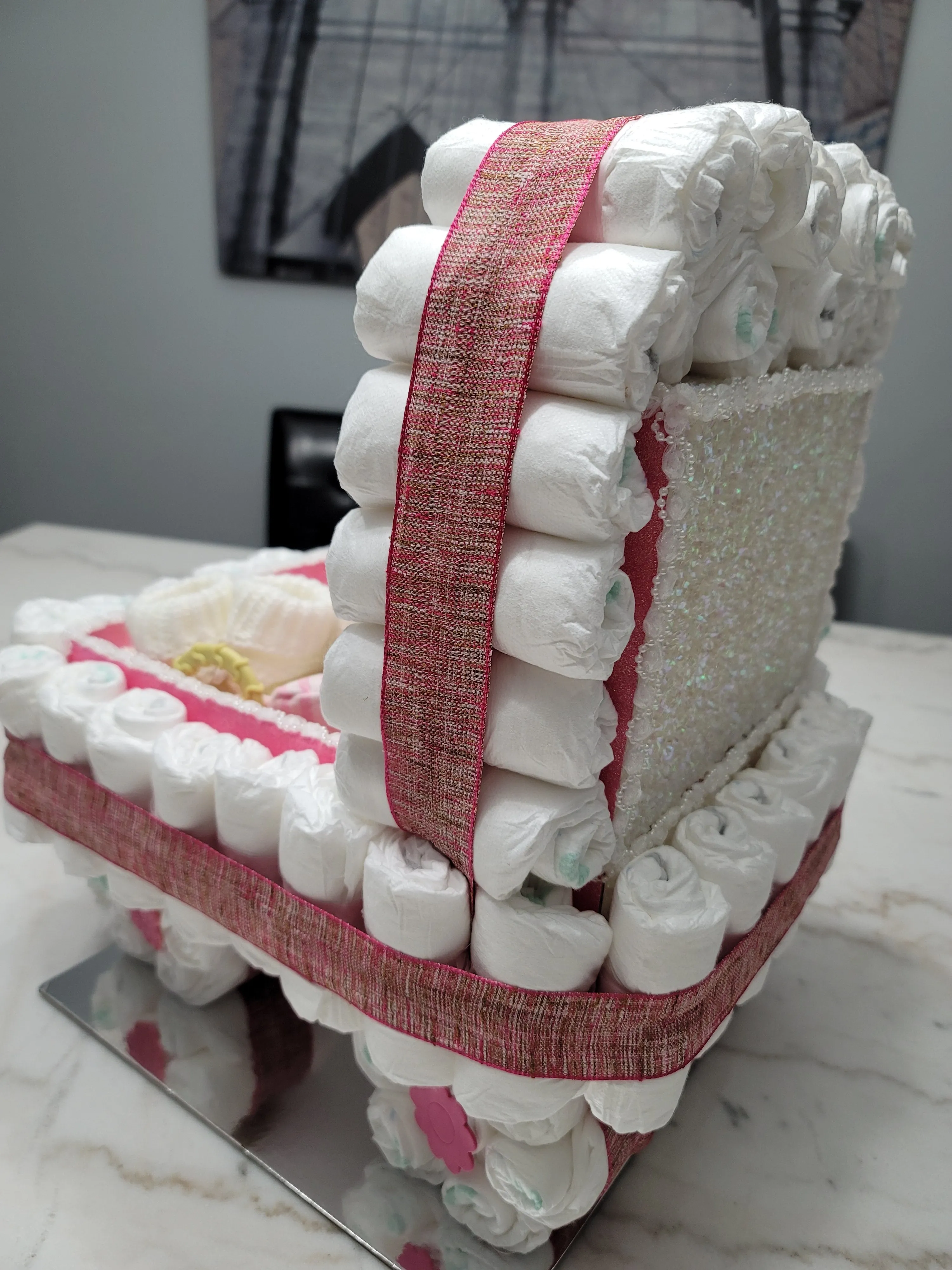 Diaper Cake - Baby Stroller (Girl)