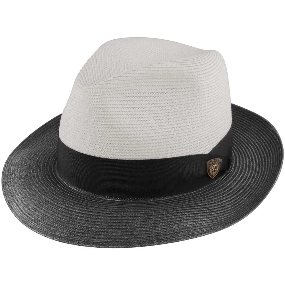 Dobbs Toledo Milan Straw Hat in White/Black