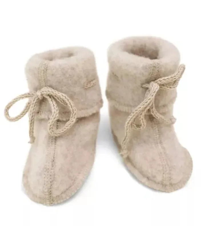 Engel Wool Baby Booties With Cord Tie