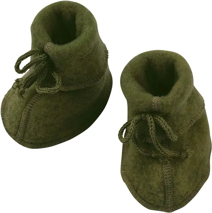 Engel Wool Baby Booties With Cord Tie