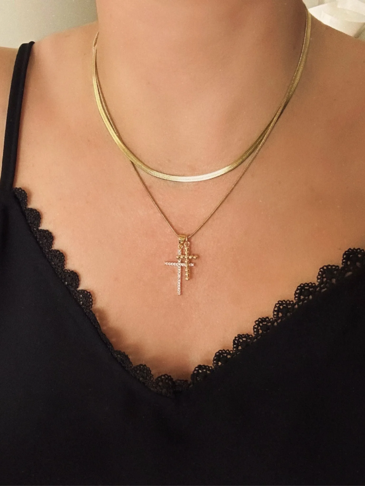 Farrah B Double Crossed 2 Layer Necklace