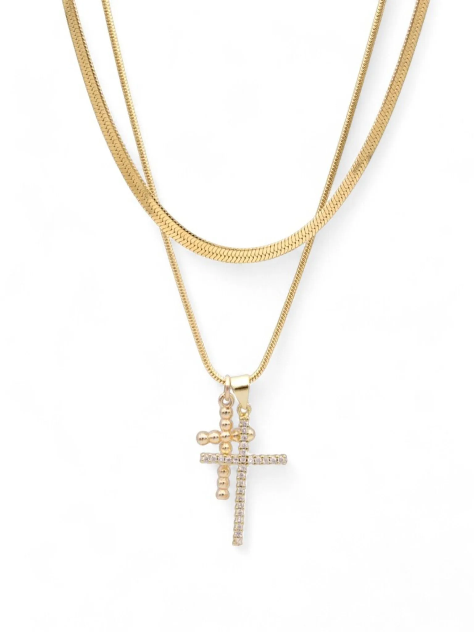 Farrah B Double Crossed 2 Layer Necklace