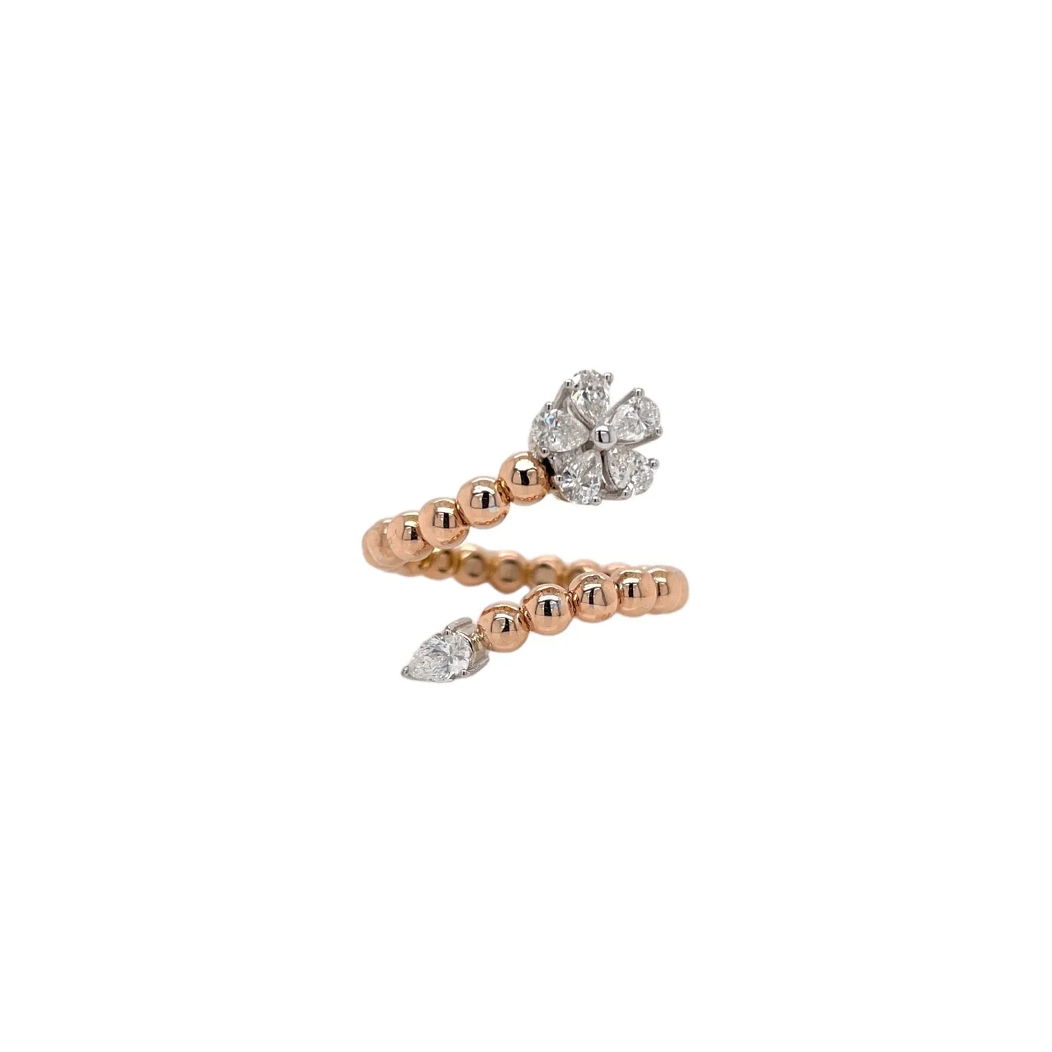 Flexible Pear Shape Diamond Flower Wrap Ring