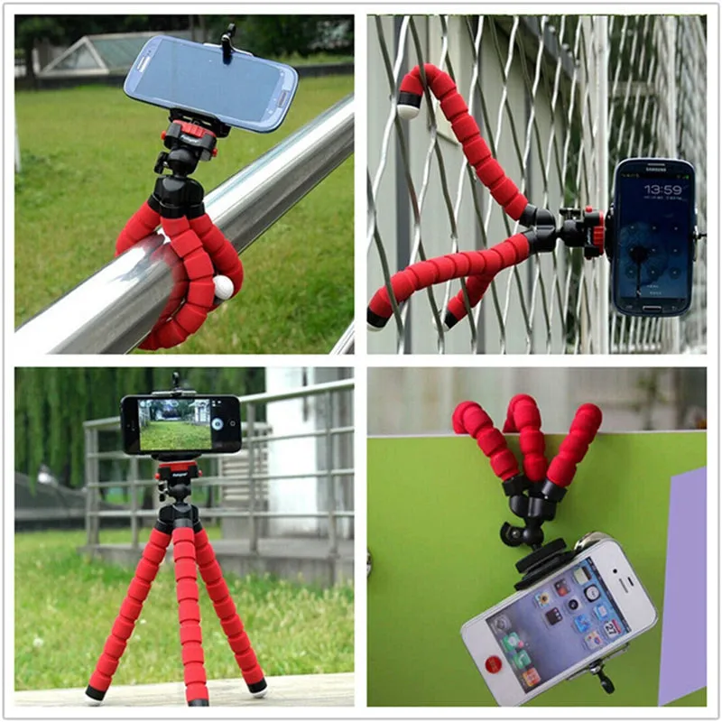 Flexible Portable Adjustable Tripod Mini Universal Octopus Leg Style Bluetooth Selfie Stick  black_With Bluetooth remote control