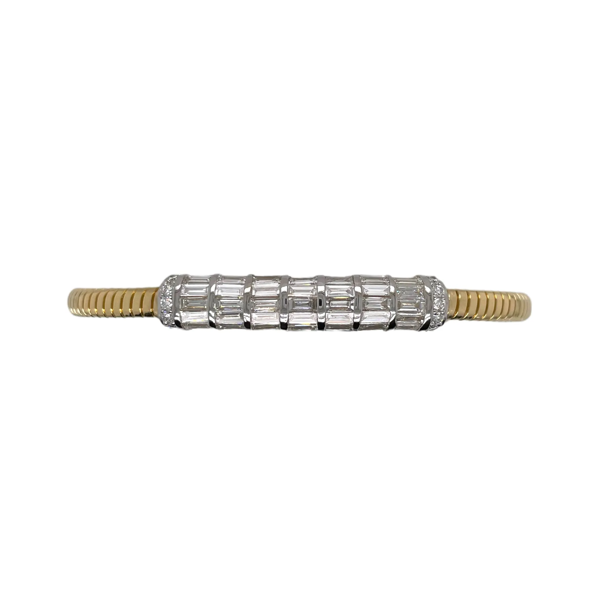 Flexible Two Tone Gold & Diamond Bangle
