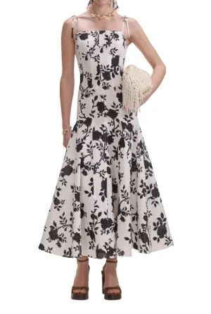 Floral Print Linen Midi Dress