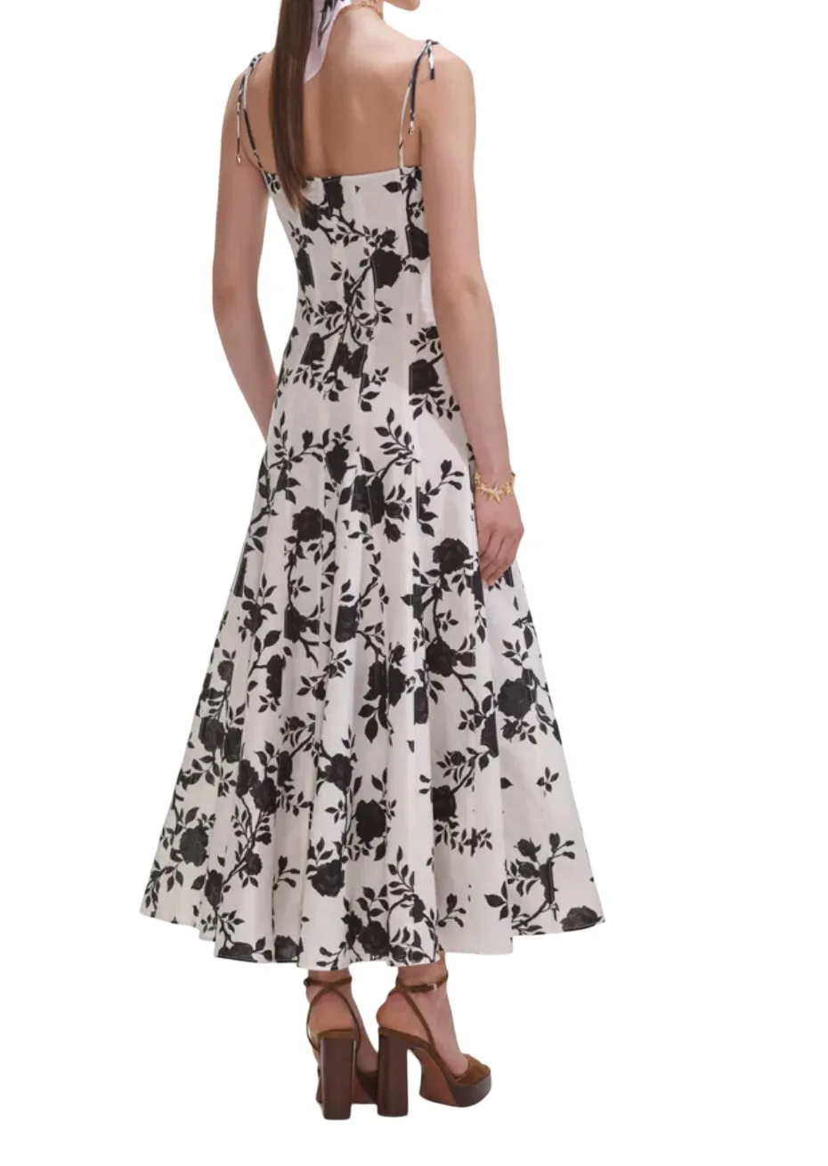 Floral Print Linen Midi Dress