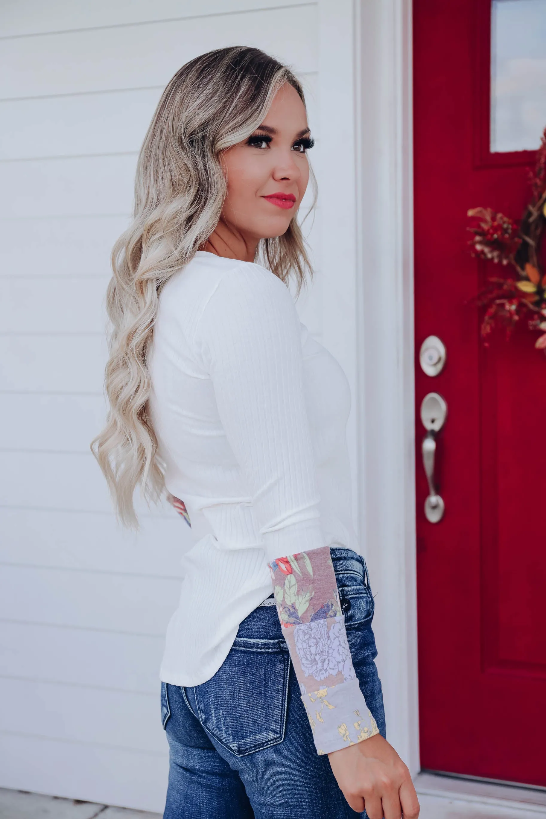 Fresh N' Sweet Floral Block Top - Ivory