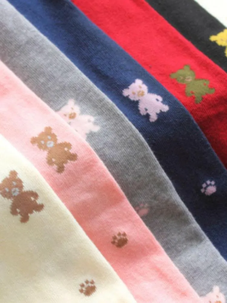 Girls Teddy Bear Tights - Pink