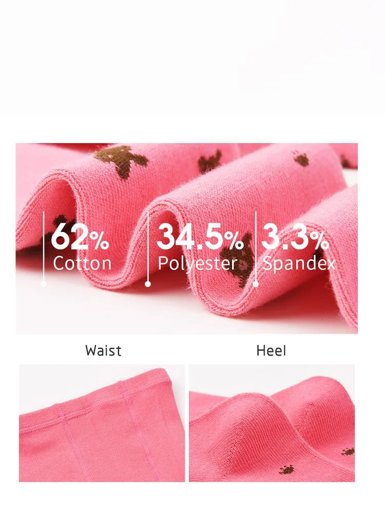 Girls Teddy Bear Tights - Pink