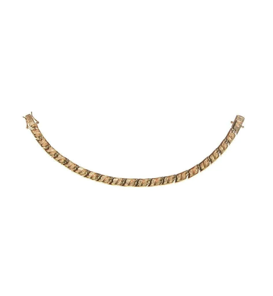 Gold and Silver Tone Milgrain Accent Bracelet, Tennis, Line Style, 1980s, Stacking, Layering Bracelet