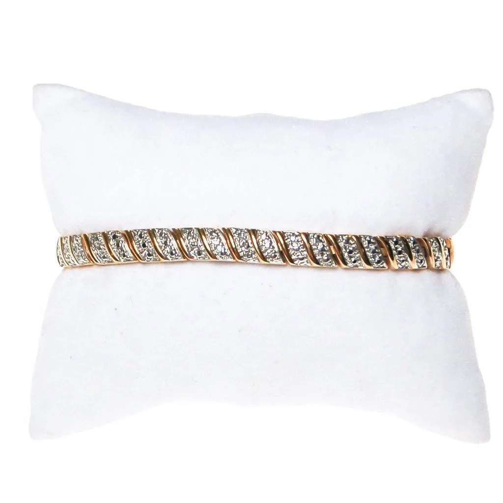 Gold and Silver Tone Milgrain Accent Bracelet, Tennis, Line Style, 1980s, Stacking, Layering Bracelet
