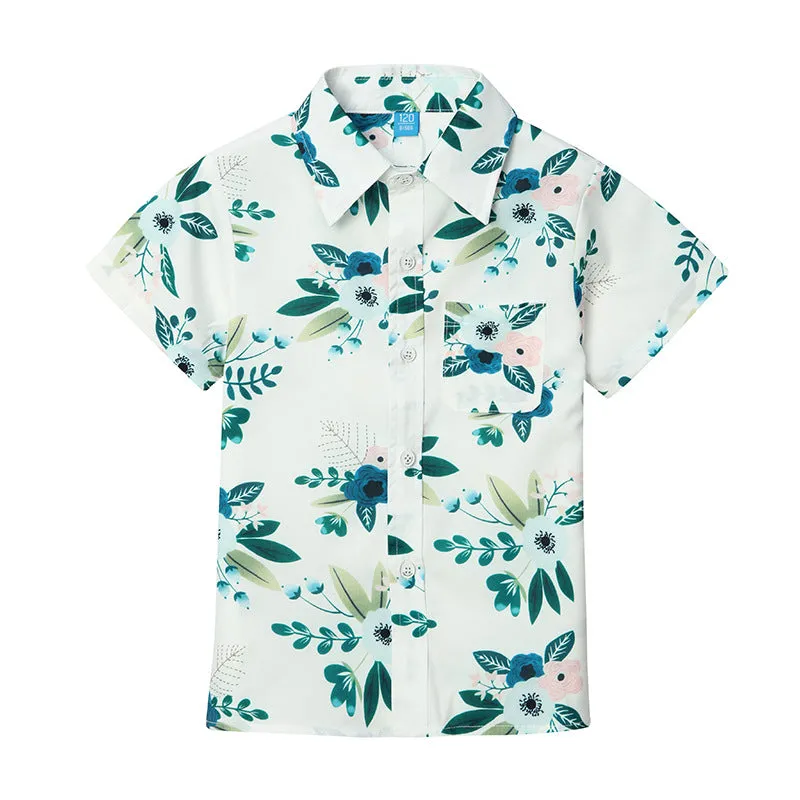 Green and White Matching Family Outfits  Stylish Floral Print Family Set for Parents and Kids