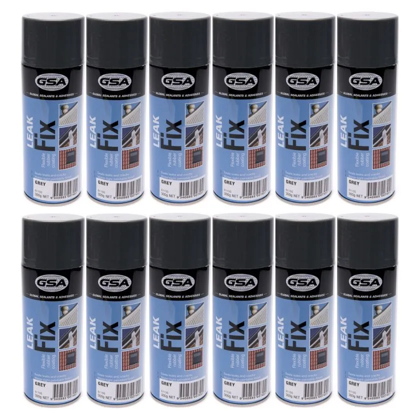 GSA Leak Fix Flexible Rubber Coating Grey 300g 6115G (12 Cans)