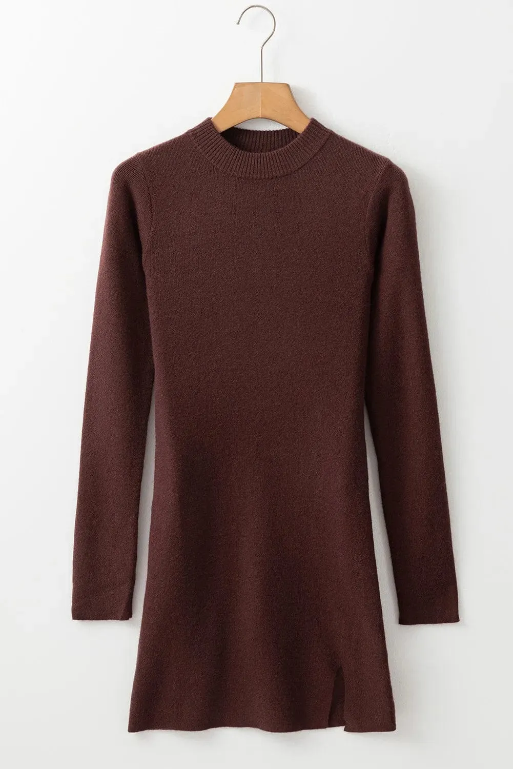 GYPSY - Slit Mock Neck Wrap Sweater Dress