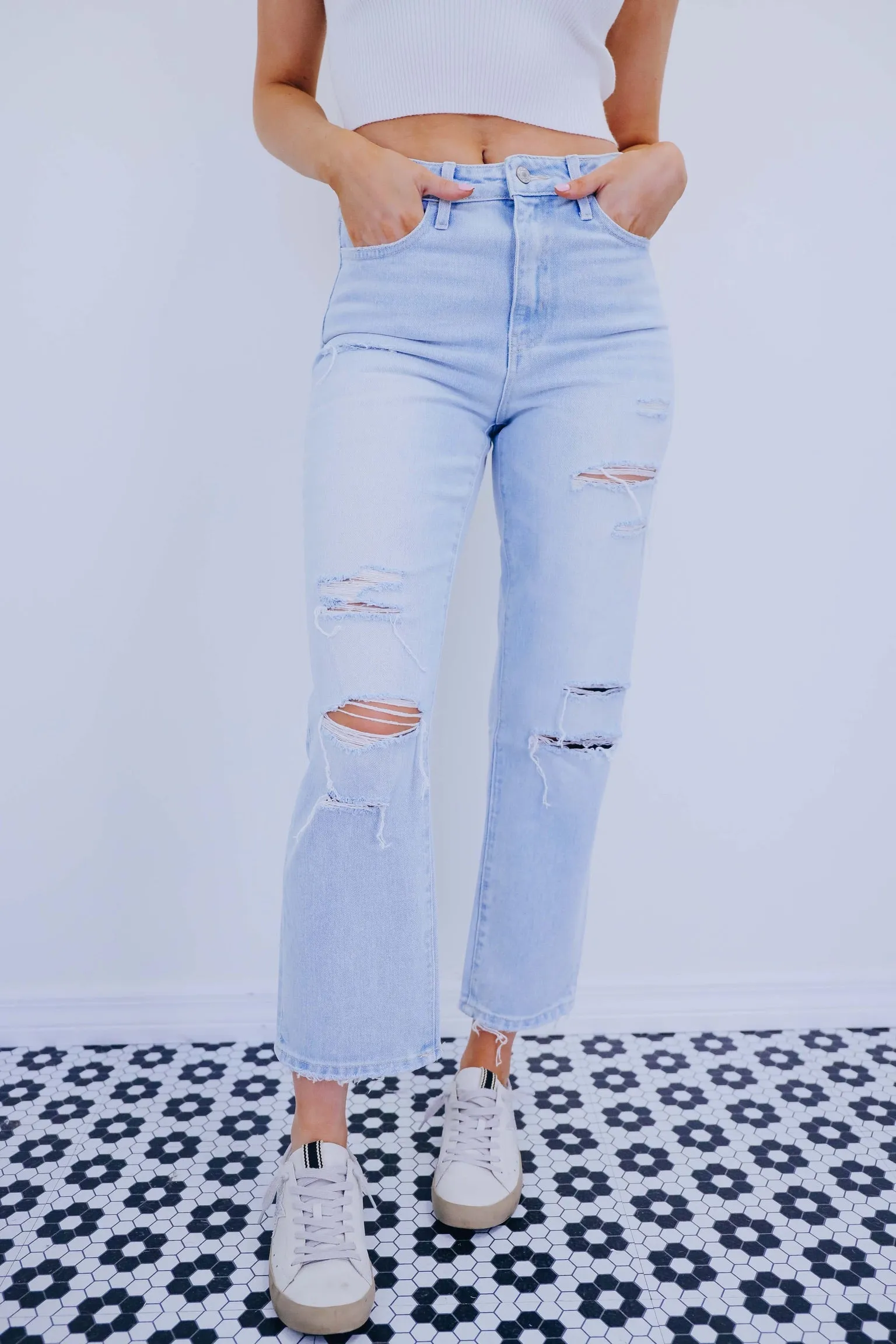 Henri High Rise Distressed Crop Jeans
