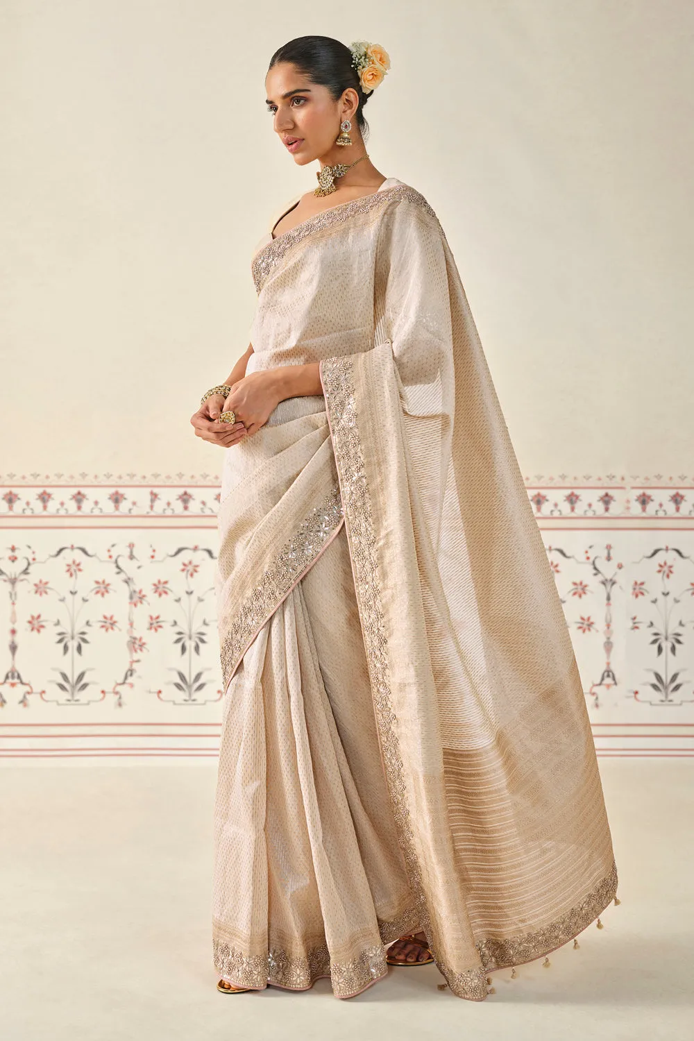 Indubha Embroidered Saree - Gold