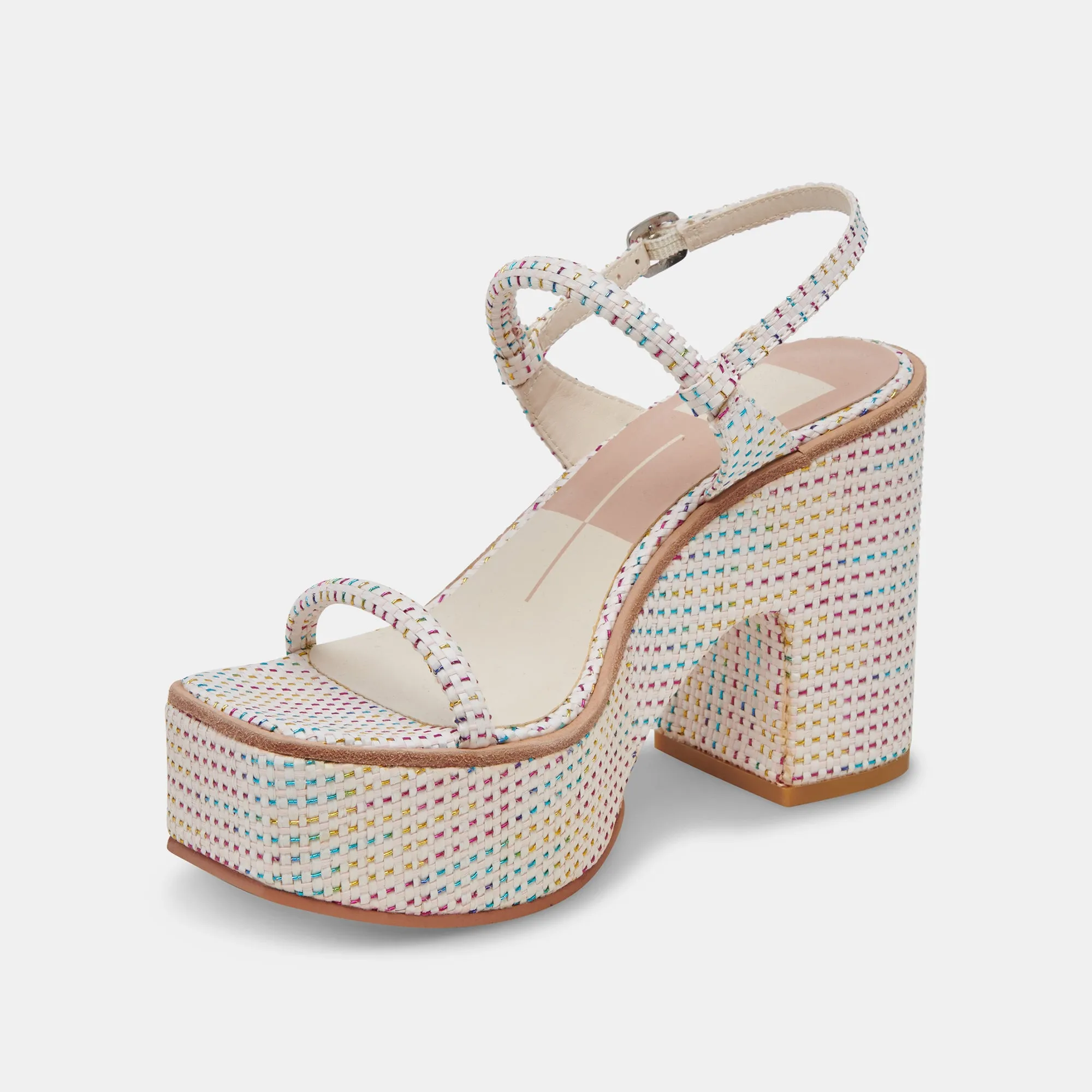 JODIE PRIDE HEELS PASTEL STRIPE RAFFIA