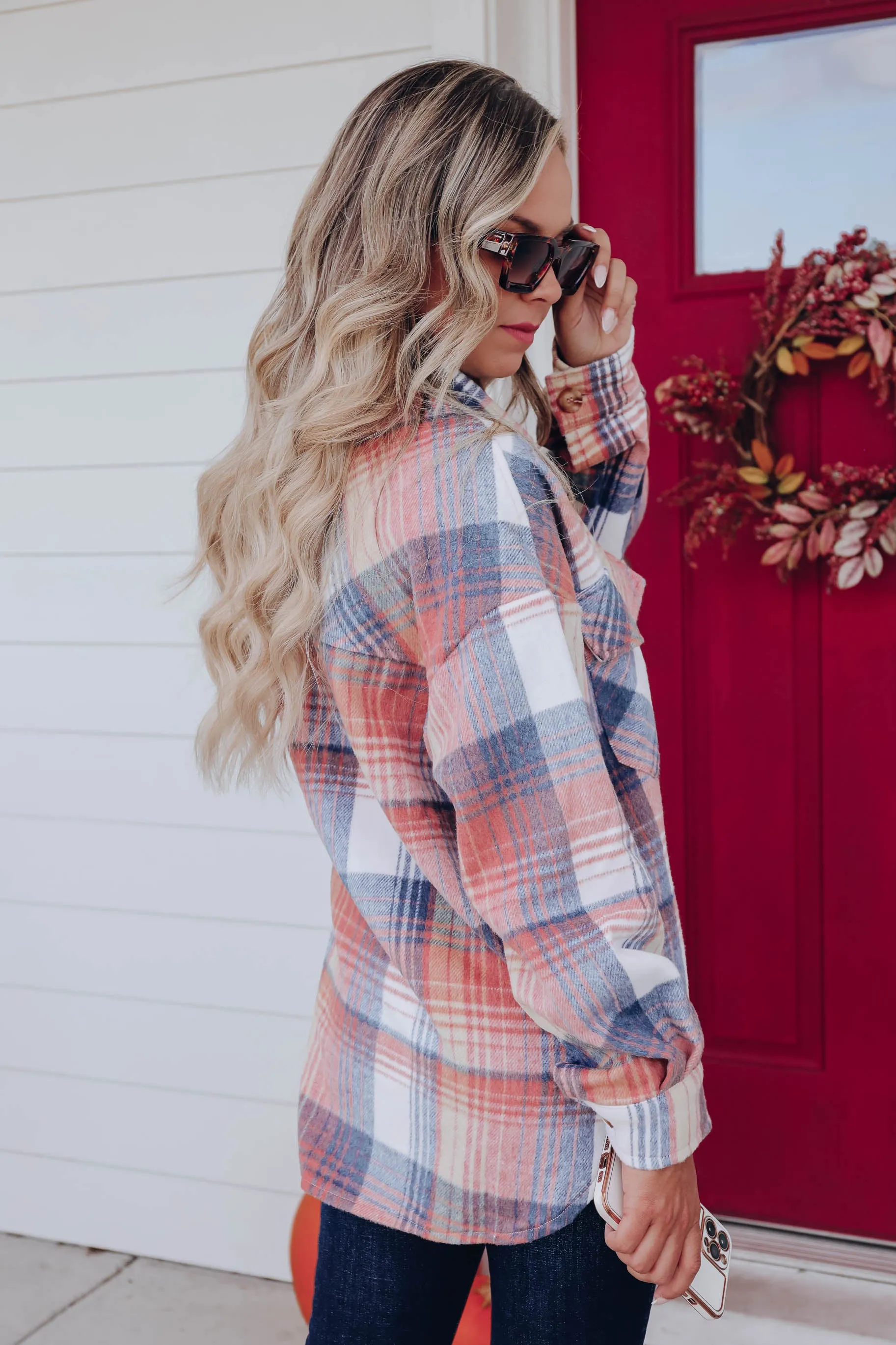 Just Peachy Plaid Jacket - Multi
