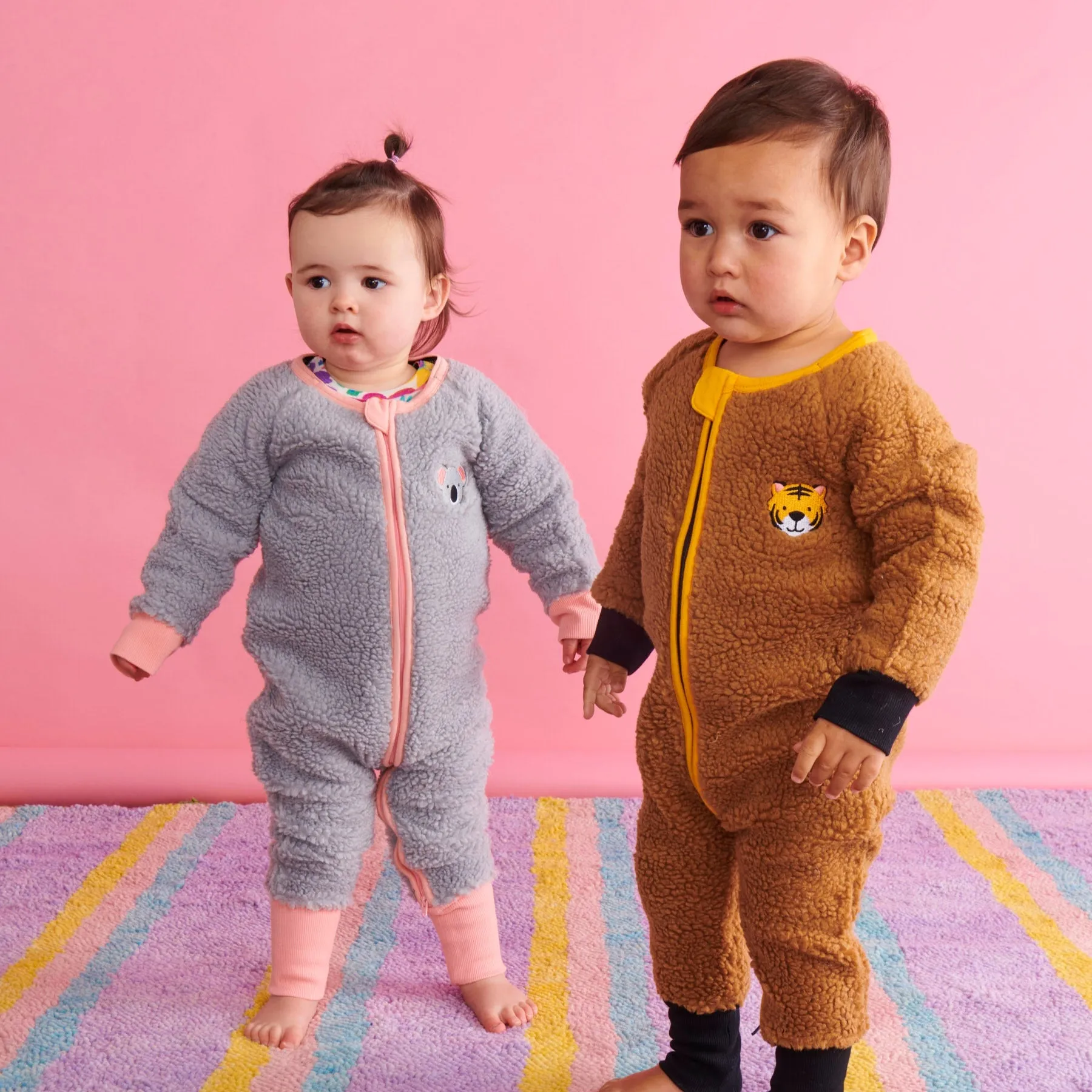 KIP & CO KOALA SHERPA LONG SLEEVE ZIP ROMPER