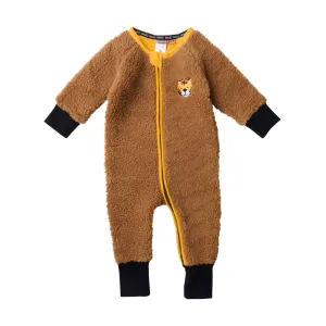 KIP & CO LITTLE TIGER SHERPA LONG SLEEVE ZIP ROMPER