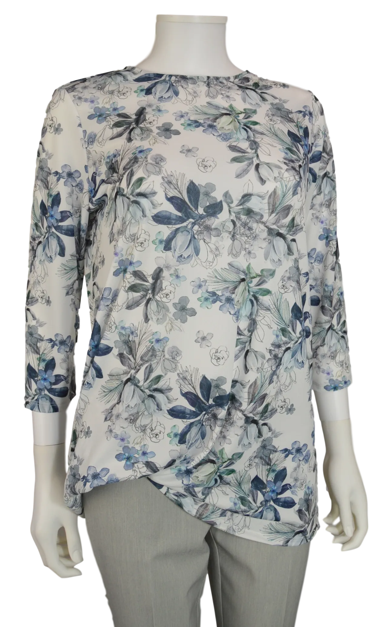 Lisette L Sport 28" Wildwood Print 3/4 Sleeve Shirt with Rushed Bottom (LS347308)