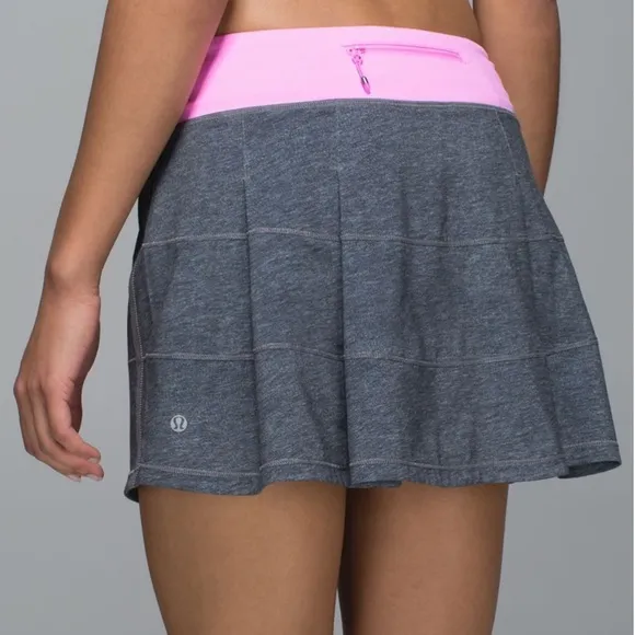 Lululemon Heathered Texture Printed Grey Deep Coal Vintage Pink Pace Rival Skirt