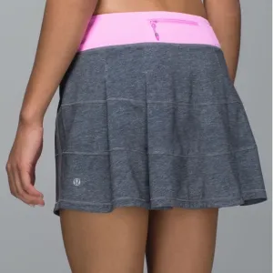 Lululemon Heathered Texture Printed Grey Deep Coal Vintage Pink Pace Rival Skirt