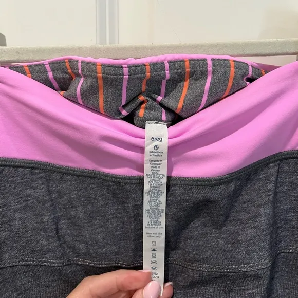 Lululemon Heathered Texture Printed Grey Deep Coal Vintage Pink Pace Rival Skirt