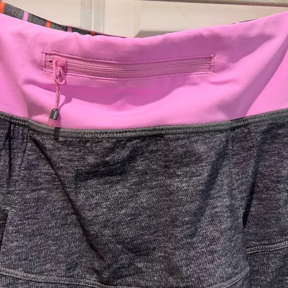 Lululemon Heathered Texture Printed Grey Deep Coal Vintage Pink Pace Rival Skirt