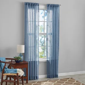Mainstays Bel Air Polyester Sheer Rod Pocket Single Curtain Panel, Blue, 50"X84"