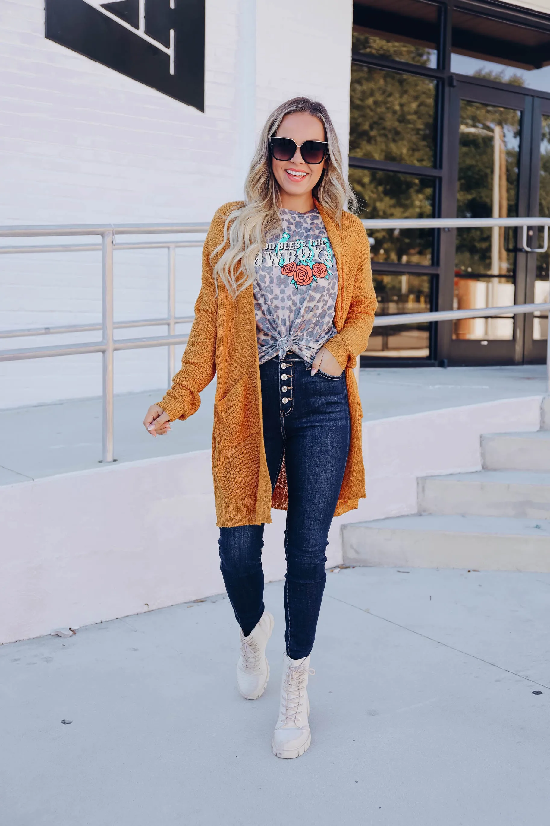 Maria Knit Open Front Cardigan - Mustard