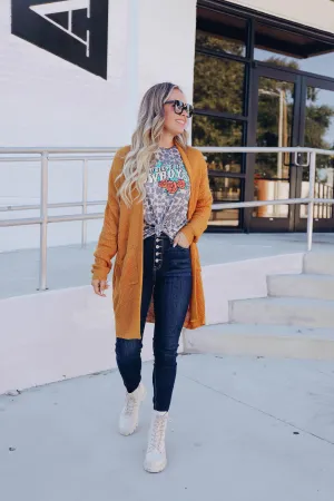 Maria Knit Open Front Cardigan - Mustard