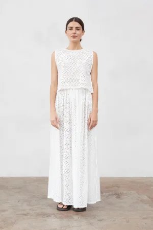 Maya Anglaise Maxi Skirt White