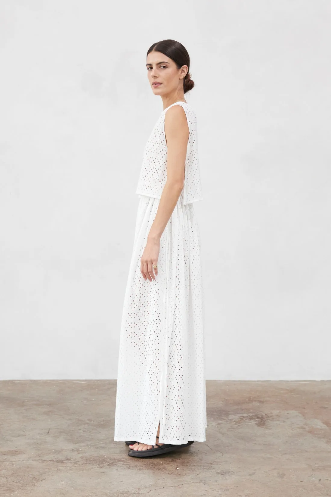 Maya Anglaise Maxi Skirt White