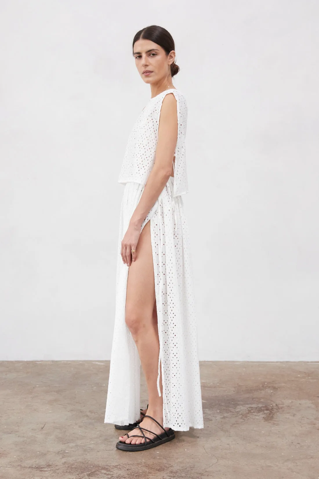 Maya Anglaise Maxi Skirt White