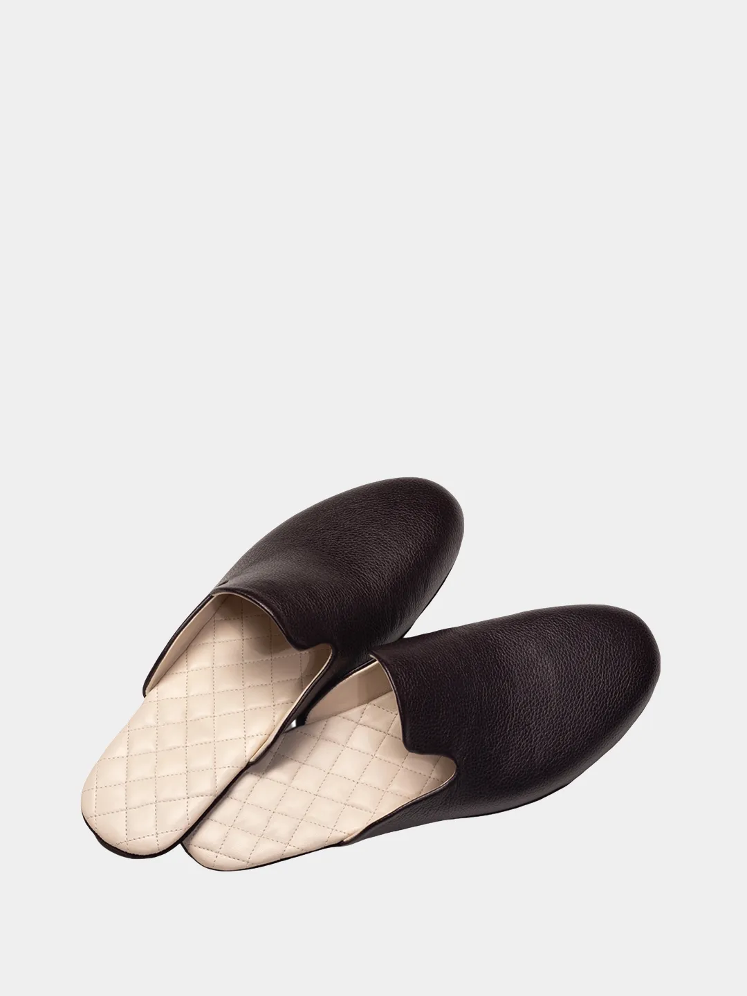 Men's brown travel slippers with case Model 1214 Flotar Leather