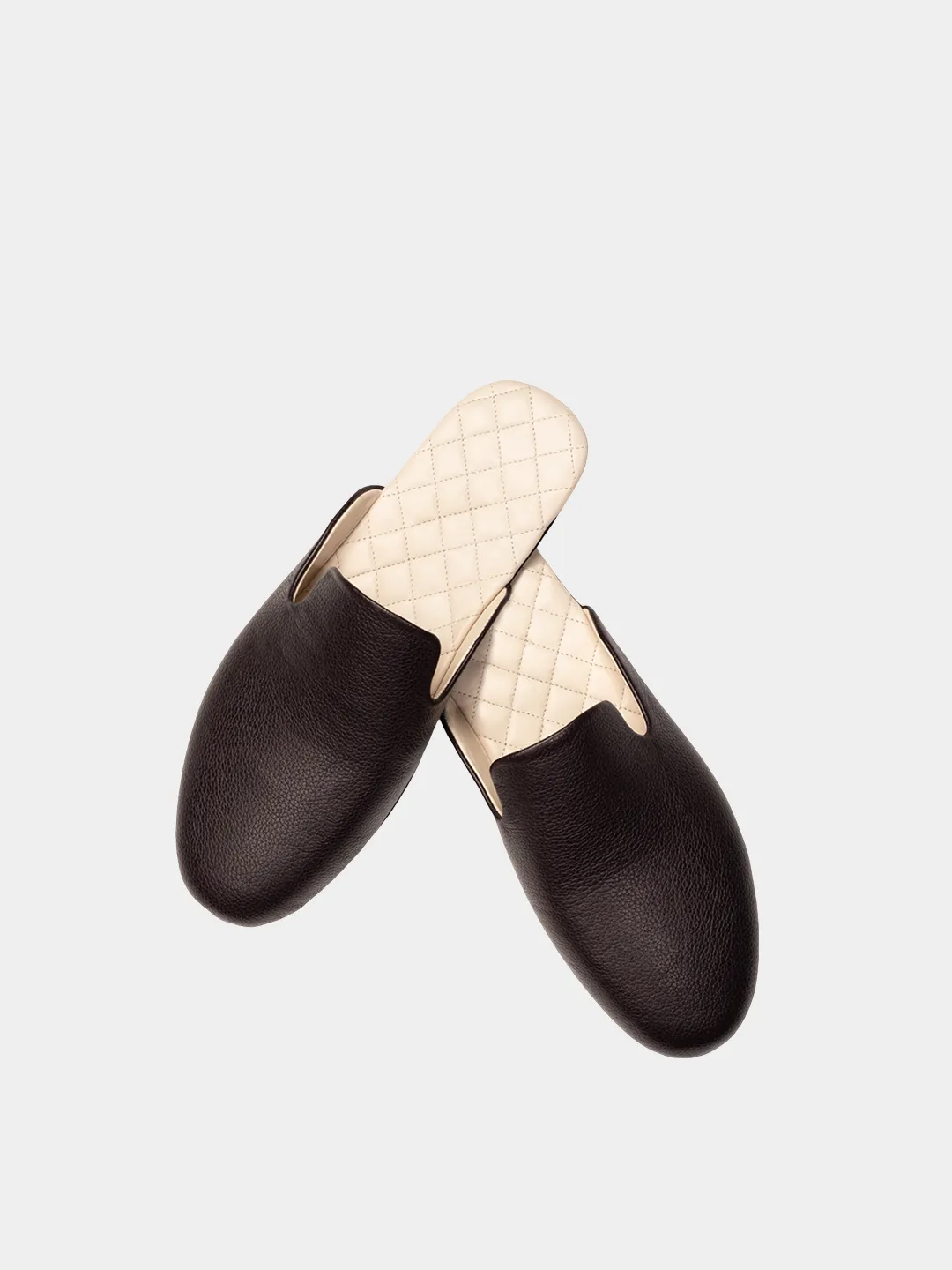 Men's brown travel slippers with case Model 1214 Flotar Leather