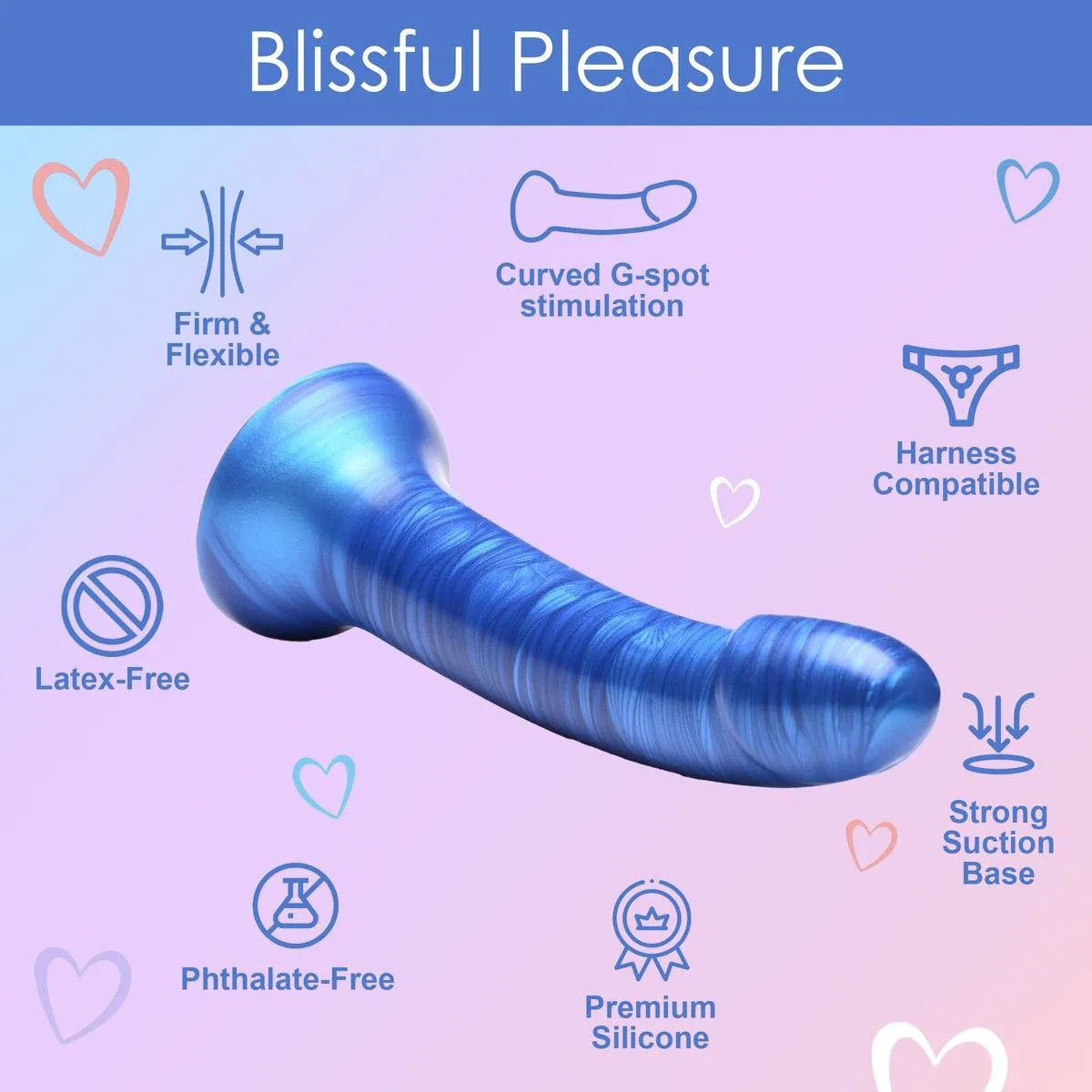 Metallic Platinum Silicone 7 Inch Dildo