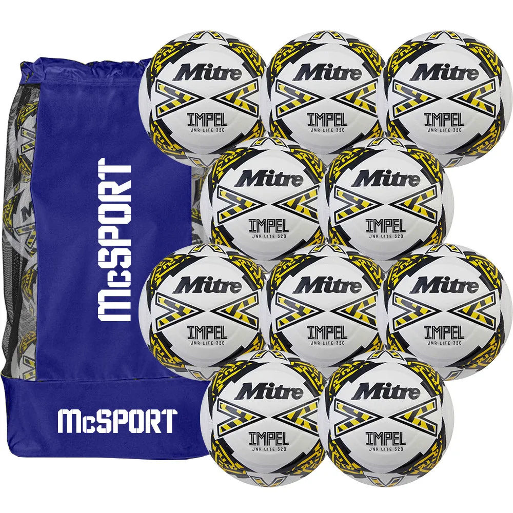 Mitre Junior Lite Match Football (320g) | 10 Pack   Bag