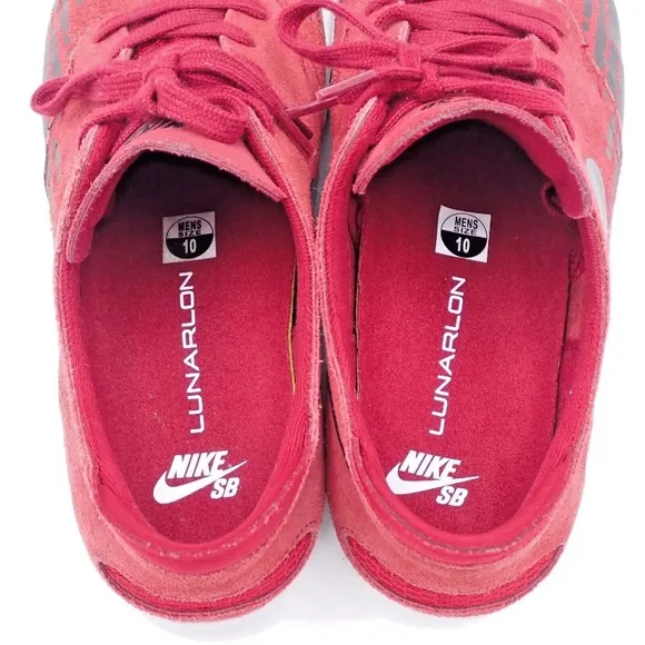 Nike Men's SB Lunar One Shot Dark Red 631044-601 Skateboard Shoes Size 10