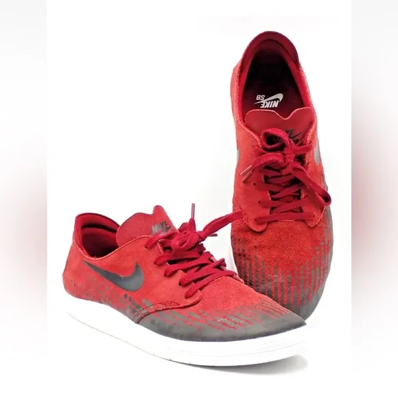Nike Men's SB Lunar One Shot Dark Red 631044-601 Skateboard Shoes Size 10