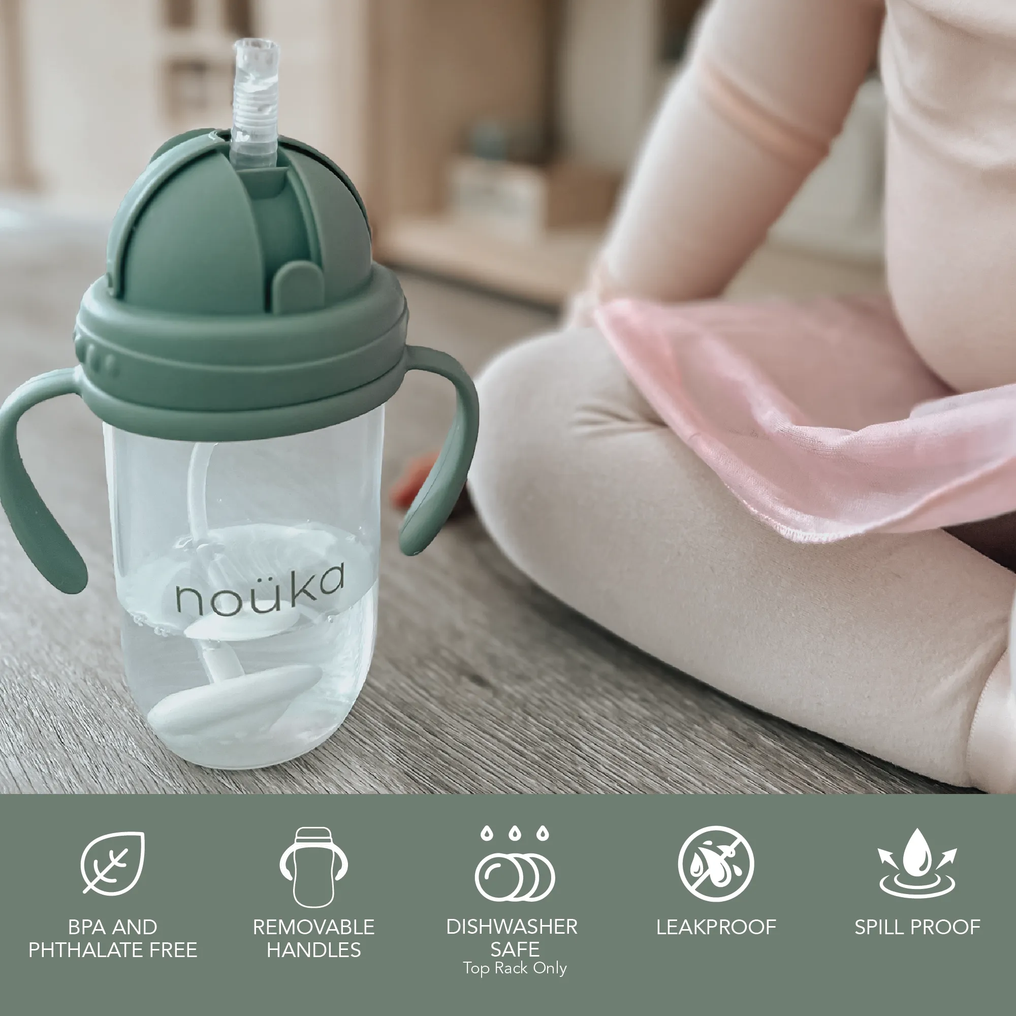 noüka Non-Spill Weighted Straw Cup 9 oz - Wave (Min. of 2 PK, Multiples of 2 PK)