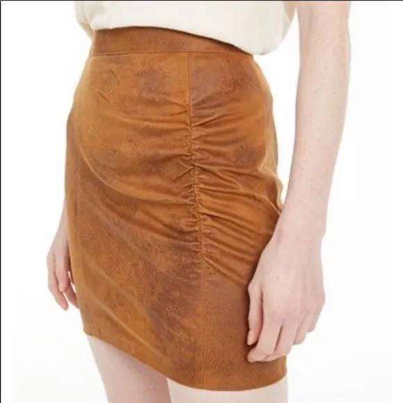 NWT Free People Rumi Rouched Faux Suede Skirt