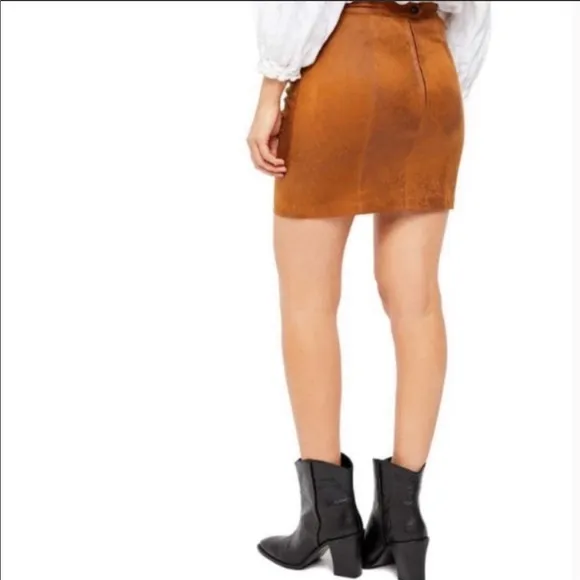NWT Free People Rumi Rouched Faux Suede Skirt