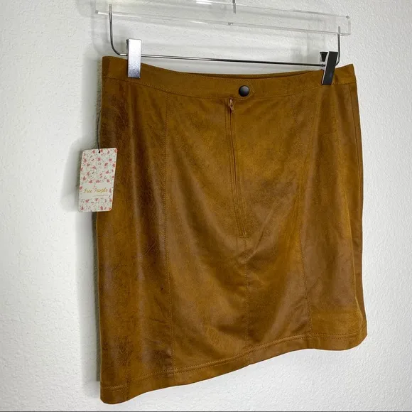 NWT Free People Rumi Rouched Faux Suede Skirt