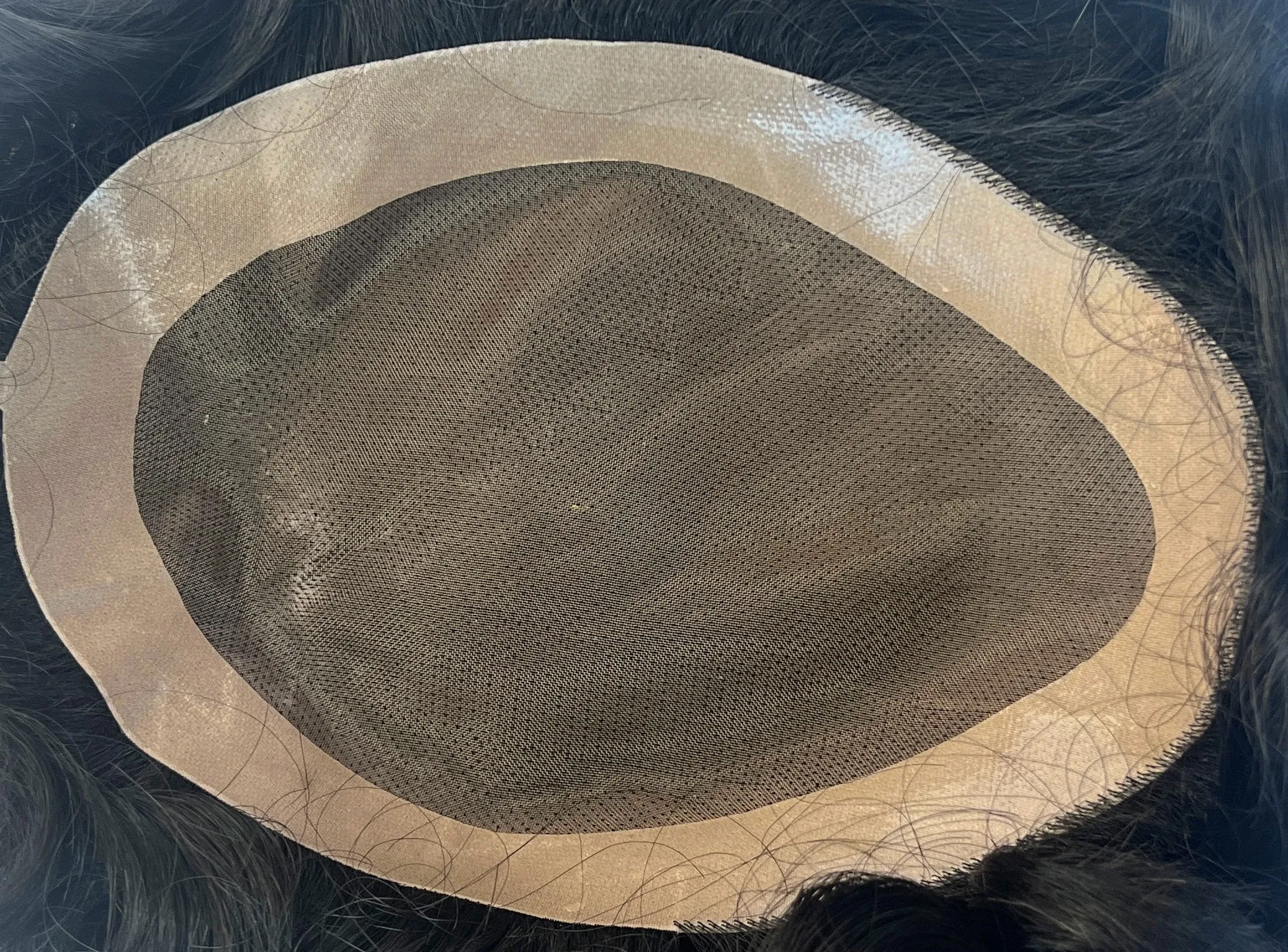 Off Black Free Parting Hair System for Men Toupee Hairpiece Wavy Natural Lightweight Breezy