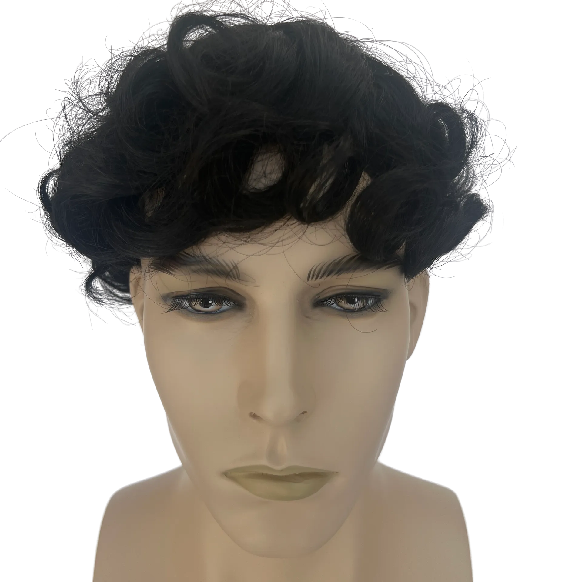 Off Black Free Parting Hair System for Men Toupee Hairpiece Wavy Natural Lightweight Breezy