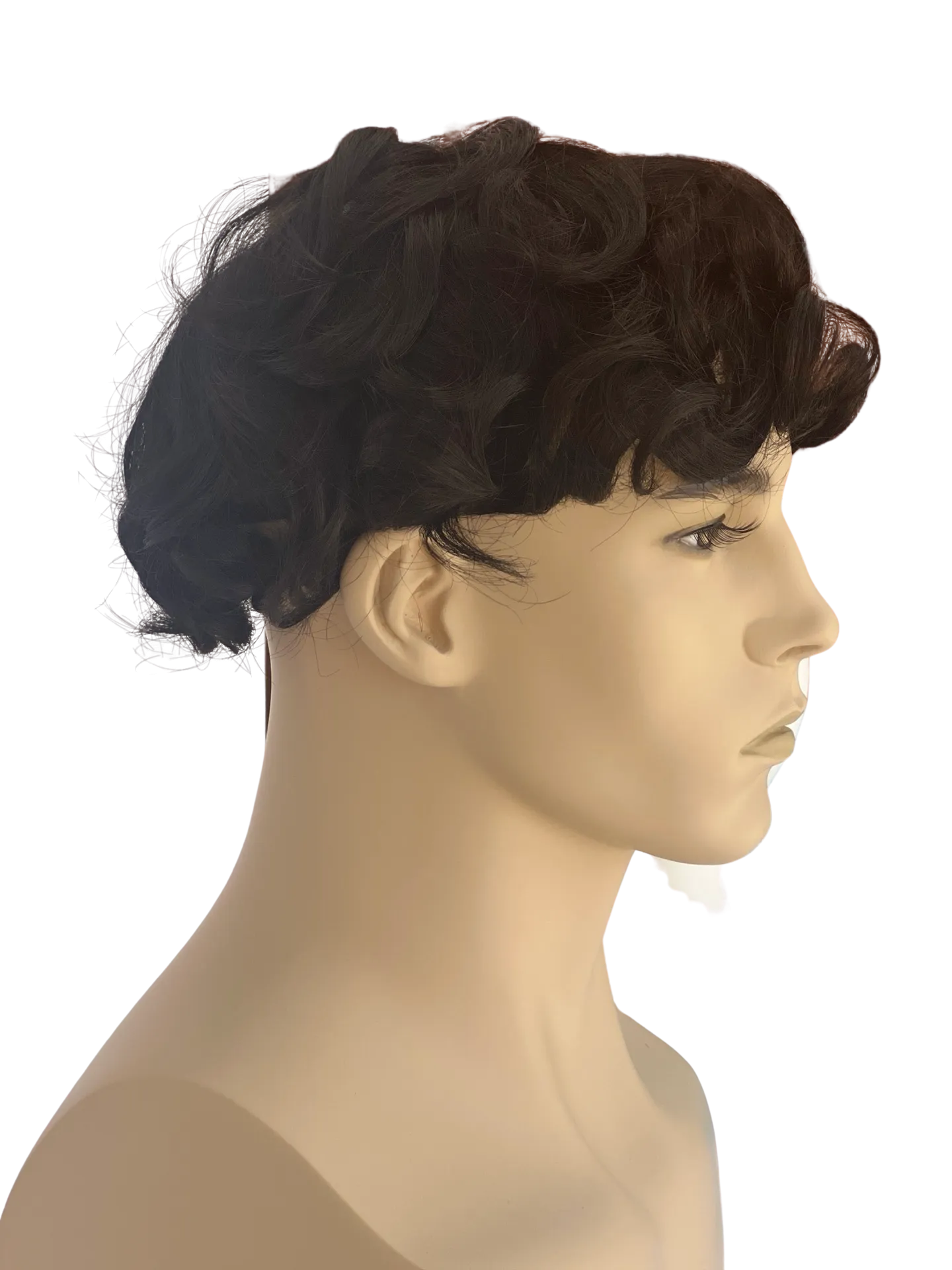 Off Black Free Parting Hair System for Men Toupee Hairpiece Wavy Natural Lightweight Breezy